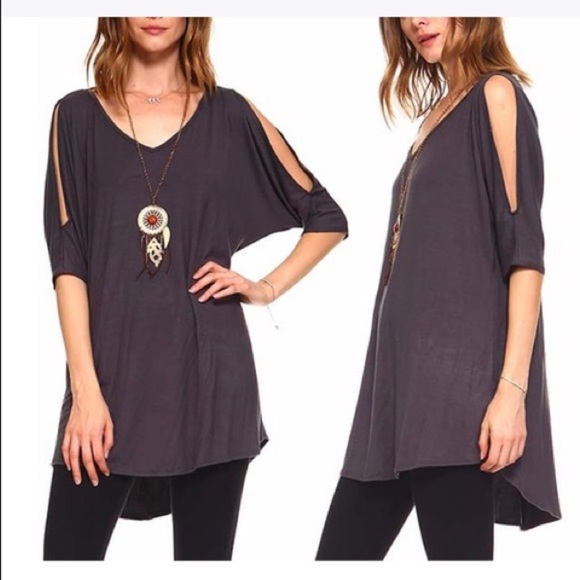 Isaac Liev Cold/Open Shoulder V Neck Medium - Picture 8 of 8